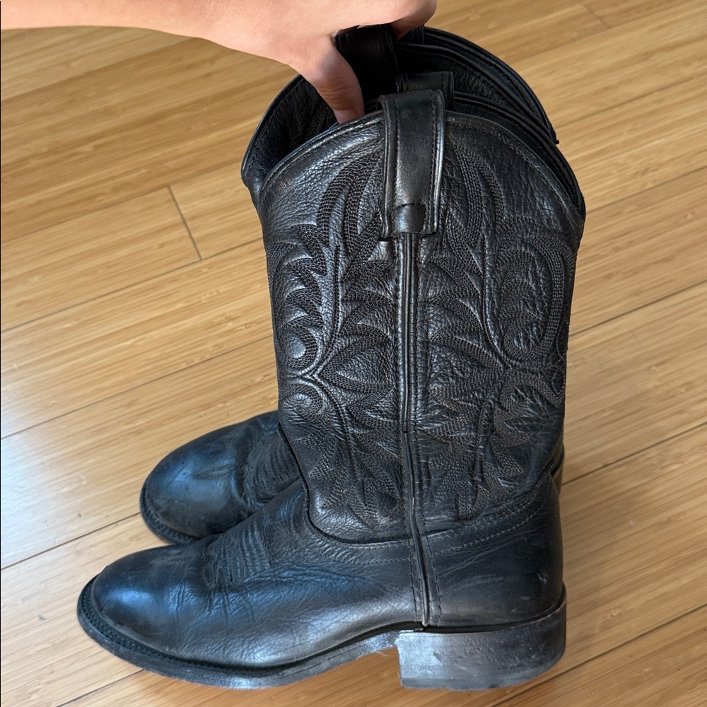 VINTAGE Laredo Black Western Cowboy Boots - Picture 3 of 6